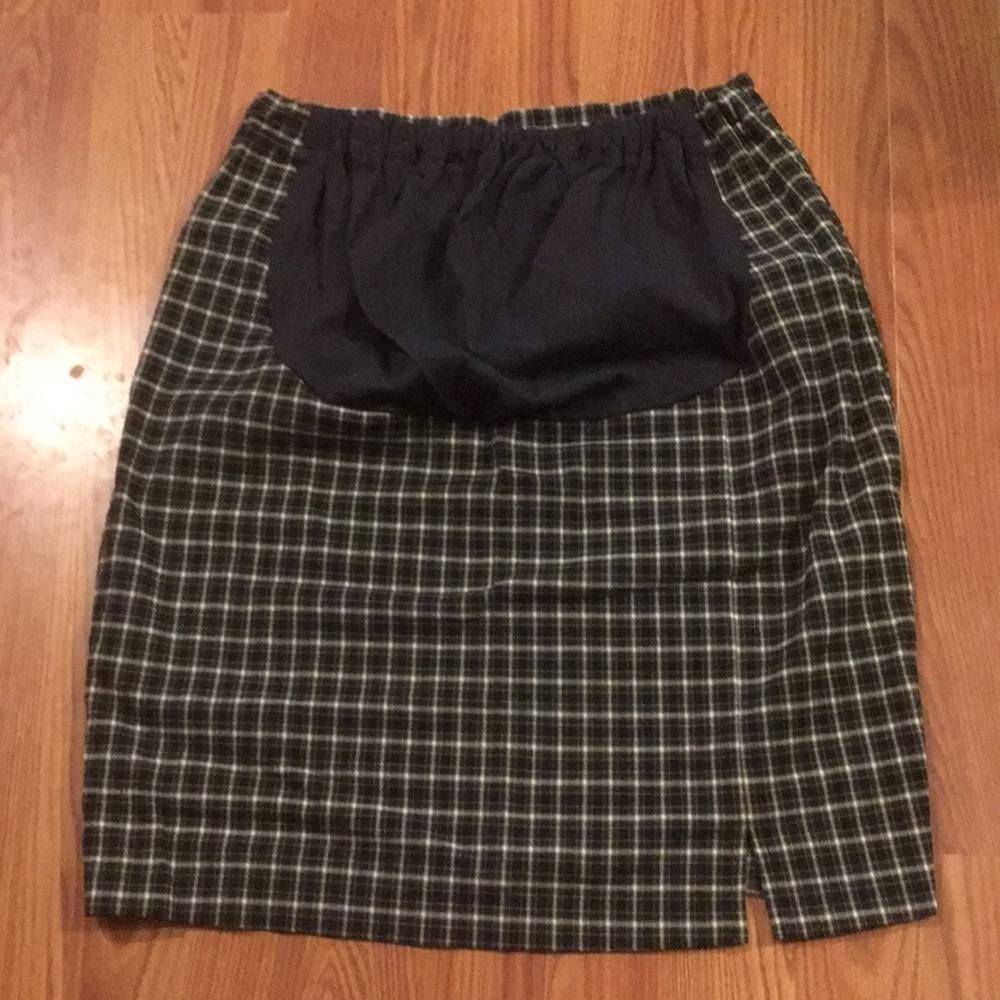 duo Maternity Black Plaid Maternity Skirt with Navy Panel